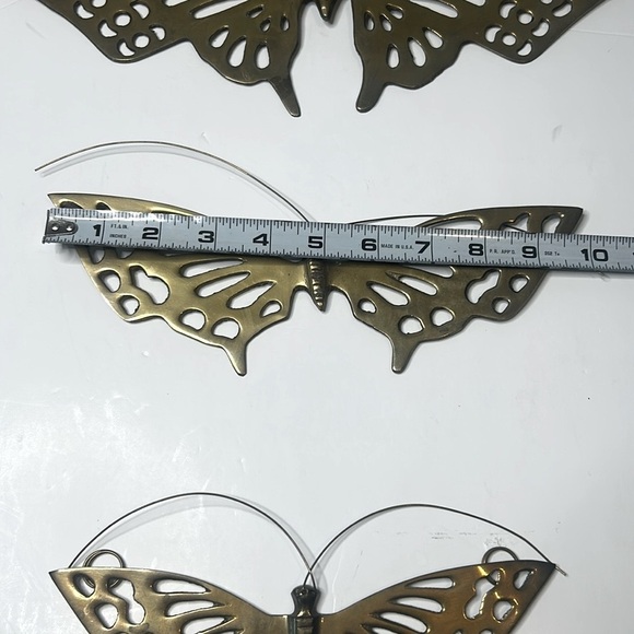 Vintage Solid Brass Butterfly Decoration Wall Hanging Set of 3 MCM - Picture 11 of 12